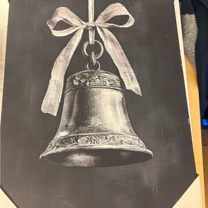 Chalkboard Style Hanging Bell Wall Art - Black & White